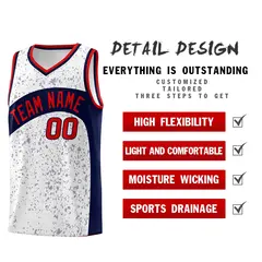 White Navy Dot Graffiti Irregular Pattern Basketball Jersey 2
