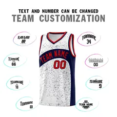 White Navy Dot Graffiti Irregular Pattern Basketball Jersey 4