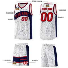 White Navy Dot Graffiti Irregular Pattern Basketball Jersey 5