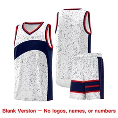 White Navy Dot Graffiti Irregular Pattern Basketball Jersey 7