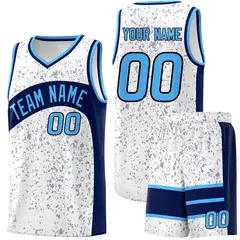 White Navy Dot Graffiti Irregular Pattern Basketball Jersey 1