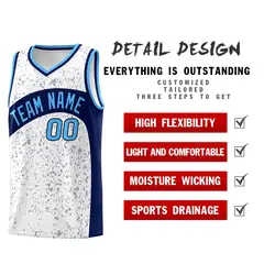 White Navy Dot Graffiti Irregular Pattern Basketball Jersey 2