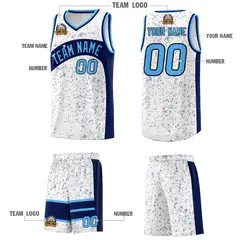 White Navy Dot Graffiti Irregular Pattern Basketball Jersey 5