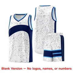 White Navy Dot Graffiti Irregular Pattern Basketball Jersey 7