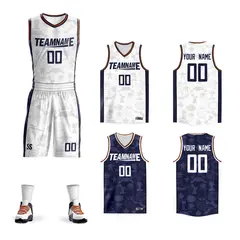 White Navy Double Side Sets Basketball Jersey