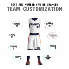 White Navy Double Side Sportswear Basketball Jersey Sets 2
