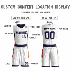 White Navy Double Side Sportswear Basketball Jersey Sets 3