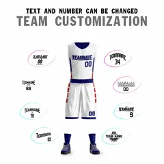 White Navy Double Side Sportswear Basketball Jersey Sets 2