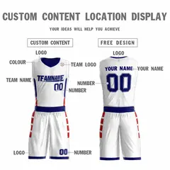 White Navy Double Side Sportswear Basketball Jersey Sets 3