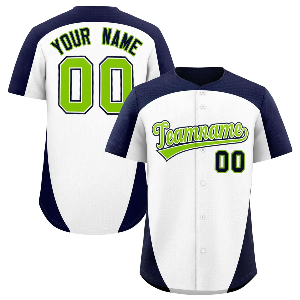 White Navy Edge Color Block Authentic Baseball Jersey