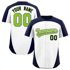 White Navy Edge Color Block Authentic Baseball Jersey