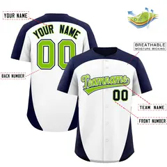 White Navy Edge Color Block Authentic Baseball Jersey 2