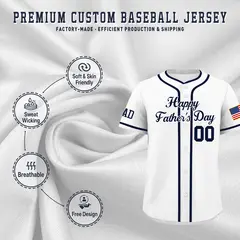 White Navy Father's Day Classic Baseball Jersey 3