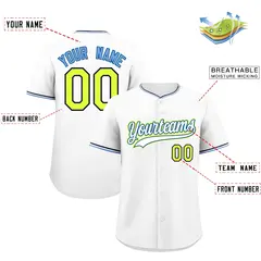 White Navy Fluorescent Green Baseball Jersey 2