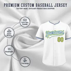 White Navy Fluorescent Green Baseball Jersey 3