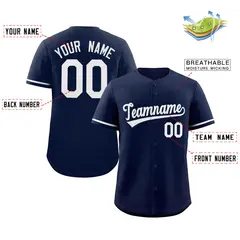 White Navy Game Training Baseball Shirt 3