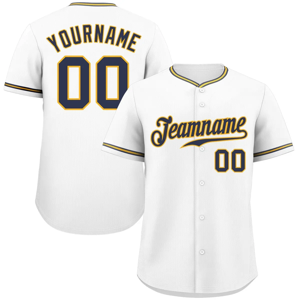 White Navy-Gold Classic Authentic Baseball Jersey