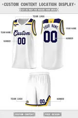 White Navy-Gold Classic Basketball Jersey 2