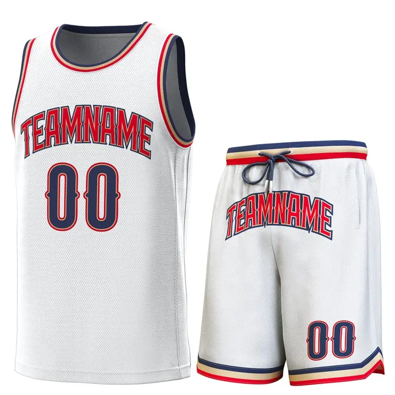 White Navy-Gold Classic Sets Basketball Jersey