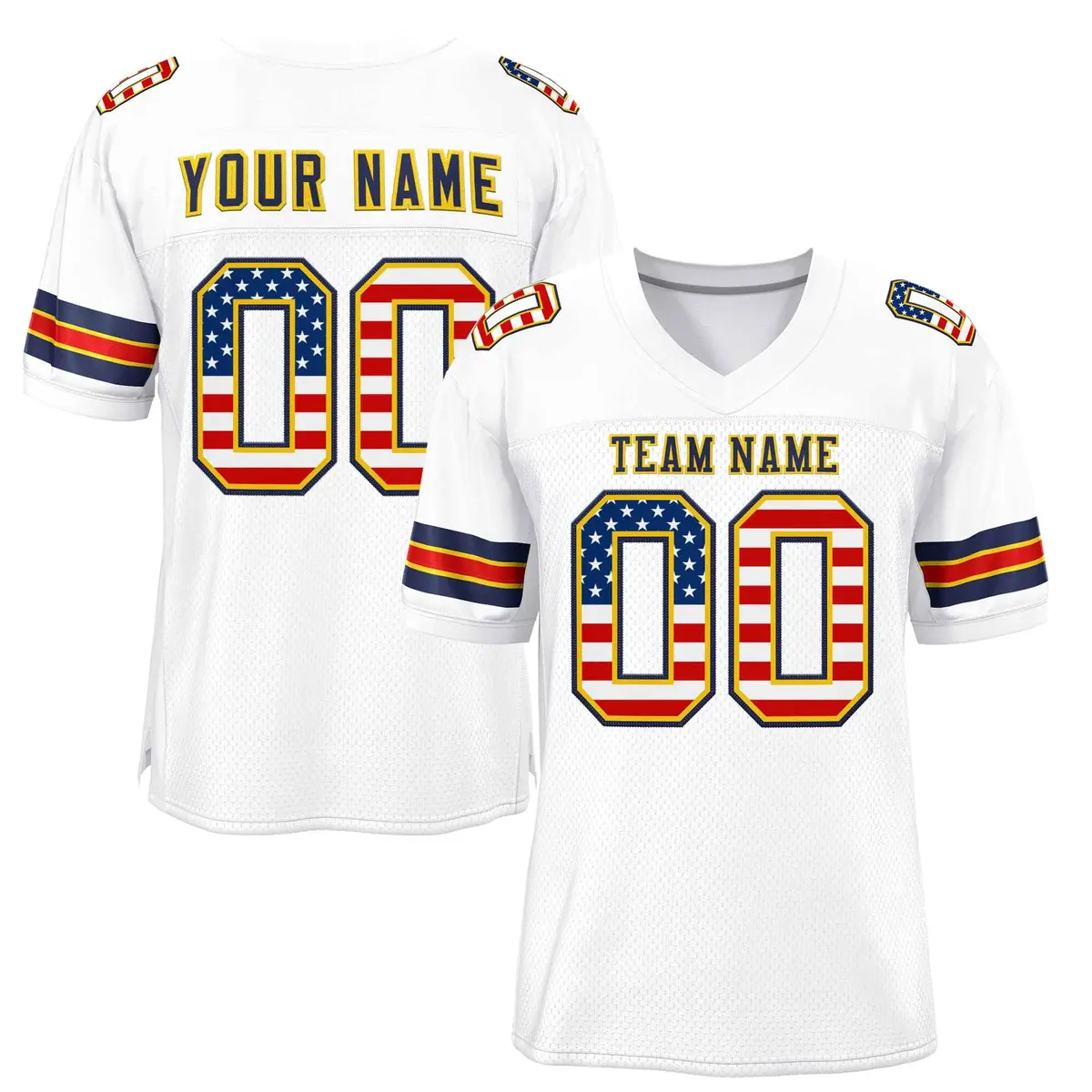 White Navy-Gold Classic Style Authentic Football Jersey