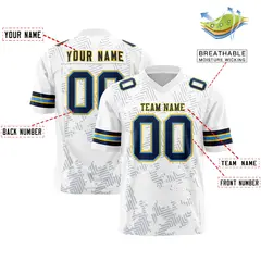White Navy-Gold Graffiti Line Authentic Football Jersey 2