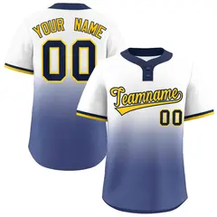 White Navy Gold-Navy Gradient Two-Button Softball Jersey 1
