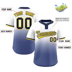 White Navy Gold-Navy Gradient Two-Button Softball Jersey 2