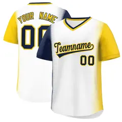 White Navy-Gold Raglan Pullover Authentic Baseball Jersey