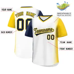 White Navy-Gold Raglan Pullover Authentic Baseball Jersey 2