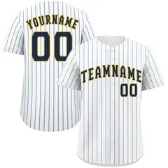 White Navy-Gold Stripe Fashion Authentic Baseball Jersey 1