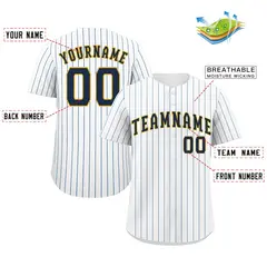 White Navy-Gold Stripe Fashion Authentic Baseball Jersey 2