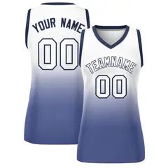 White Navy Gradient Mesh Basketball Jersey For Women