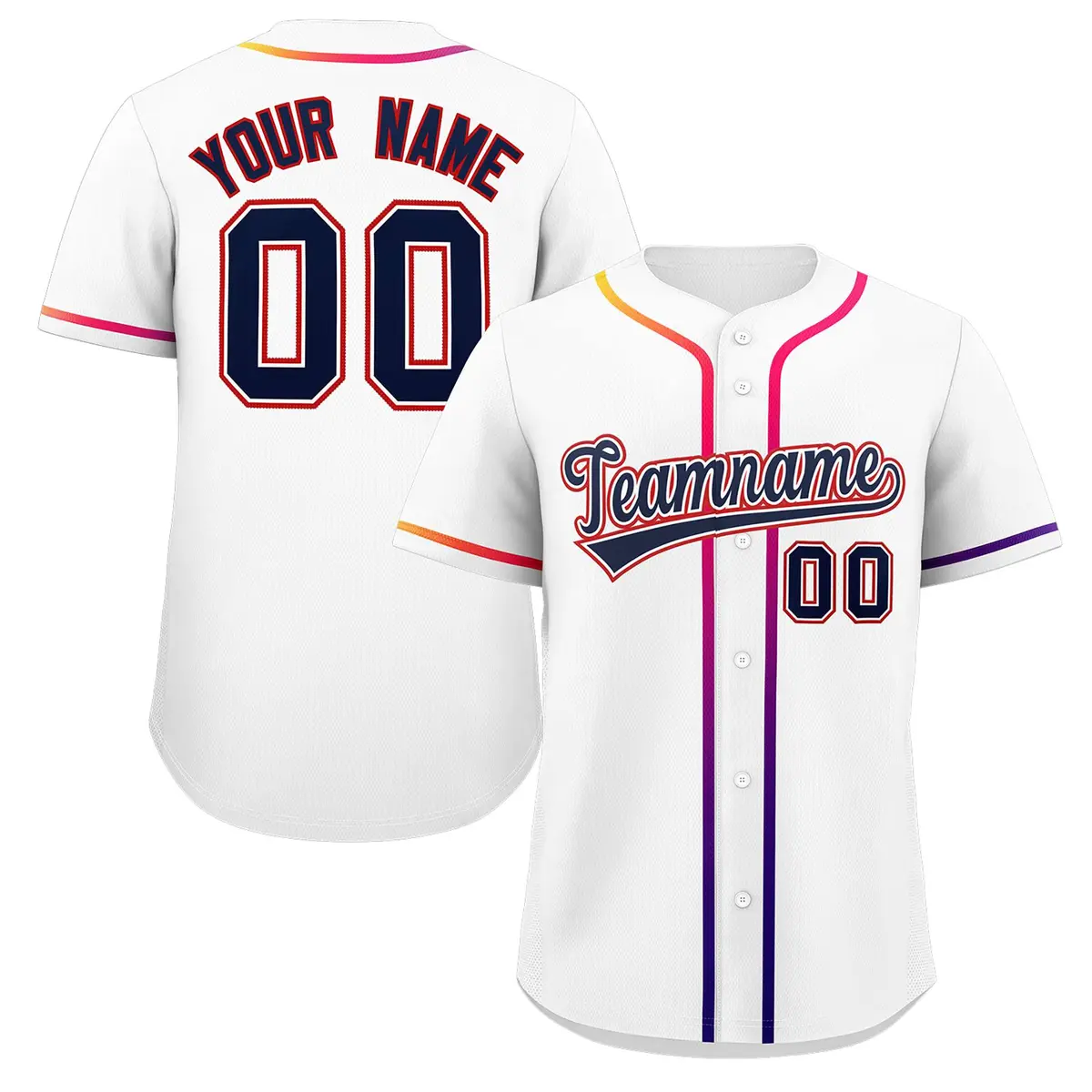 White Navy Gradient Ribbed Authentic Baseball Jersey