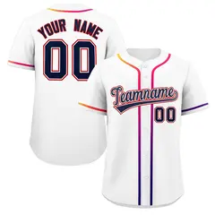 White Navy Gradient Ribbed Authentic Baseball Jersey