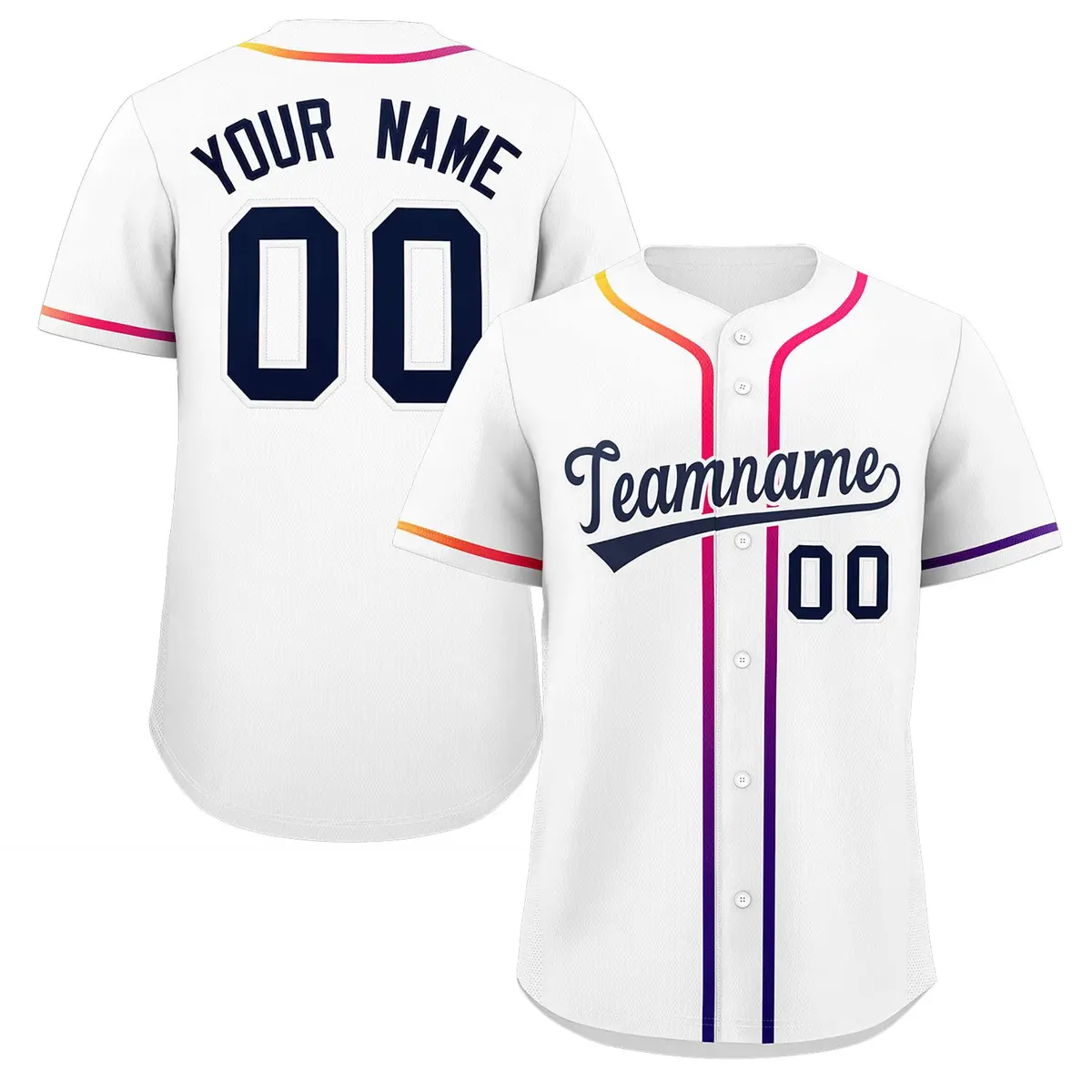 White Navy Gradient Ribbed Authentic Baseball Jersey