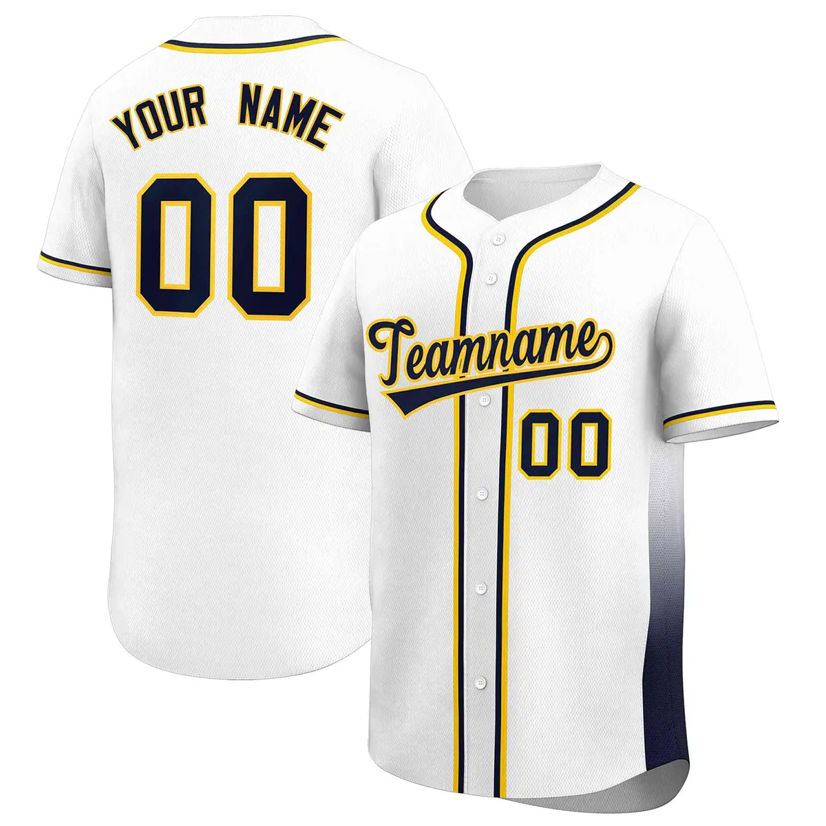 White Navy Gradient Side Design Authentic Baseball Jersey