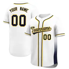 White Navy Gradient Side Design Authentic Baseball Jersey