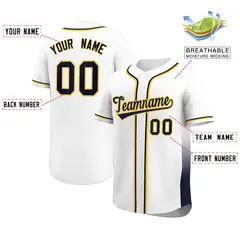 White Navy Gradient Side Design Authentic Baseball Jersey 2
