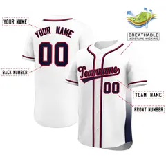 White Navy Gradient Side Design Authentic Baseball Jersey 2