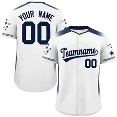 White Navy Gradient Side Star Pattern Baseball Jersey