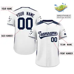 White Navy Gradient Side Star Pattern Baseball Jersey 2