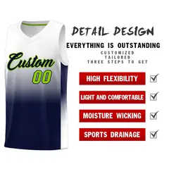 White Navy Gradient Sports Basketball Jersey 2