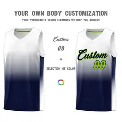 White Navy Gradient Sports Basketball Jersey 3