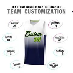 White Navy Gradient Sports Basketball Jersey 4