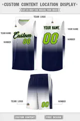 White Navy Gradient Sports Basketball Jersey 5