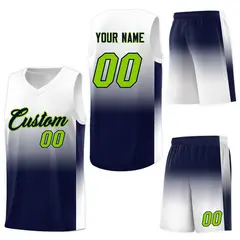 White Navy Gradient Sports Basketball Jersey 7