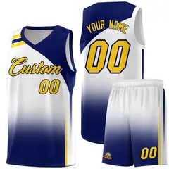 White Navy Gradient Sports Basketball Jersey