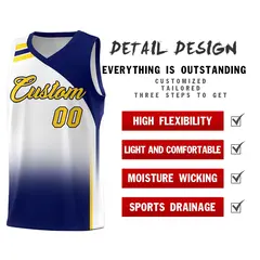 White Navy Gradient Sports Basketball Jersey 2