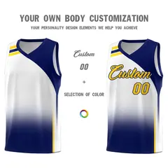 White Navy Gradient Sports Basketball Jersey 3