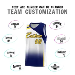 White Navy Gradient Sports Basketball Jersey 4